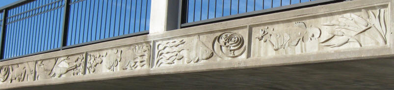 11th Street Bridge - West River Blvd and 11th Street, bas-relief by Randal Julian - photo from 2008