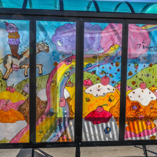 Candyland on Bus Shelter - north side of 21st Street at Erie photo from 2010