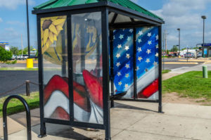 United States Flag represented on Bus Shelter - south west side of Amidon at 21st Street North 2012
