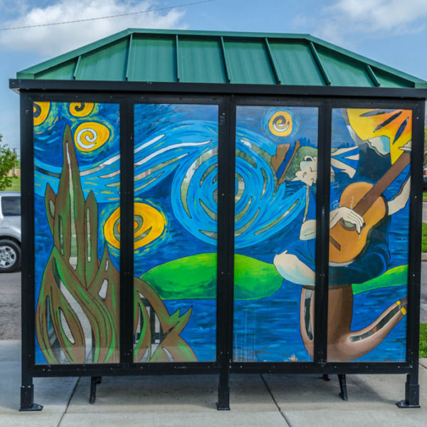 Art Images on Bus Shelter - south west corner of intersection, 25th Street North and Grove photo from 2012